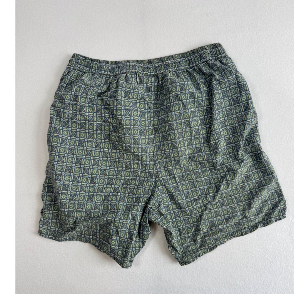 Vintage Sergio Tacchini Geometric Tile Swim Shorts Mens Green Blue